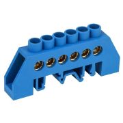 Шина «N» нулевая в комбинированном синем изоляторе на DIN-рейку 8х12мм 6 групп Rexant 11-2312