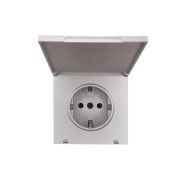 Розетка 1-мест. с/з с крышкой ПБТ СП ZIMA IP20 16А безвинт. зажим сер. матов. LEZARD 704-7488-123BQC