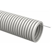Труба гофрированная ПВХ d25мм с протяжкой сер. (уп.10м) TOKOV ELECTRIC TKE-TG/P-25-C06/10