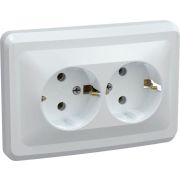 Розетка 2-м СП Вега РС12-3-ВБ с заземл. контактом без защ. шторок 16А бел. GENERICA ERV21-K01-16-DM