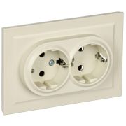 Розетка 2-м СП BRITE РСш12-3-БрКр 16А в сборе с заземл. защ. шторки беж. IEK BR-R24-16-K10-F